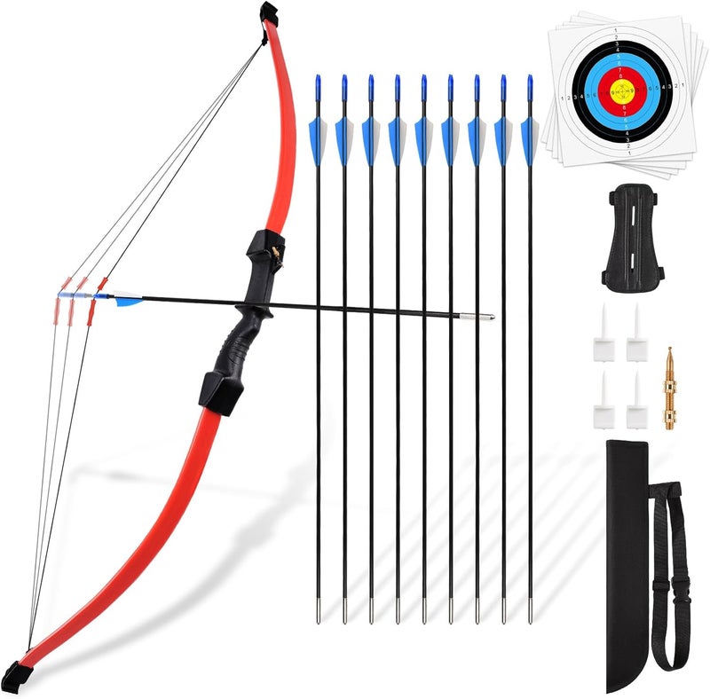 DAUPAN 45" Bow and Arrow Set for Kids 8-12 & Teens, Youth Archery Set - Beginner Longbow Toy for Indoor & Outdoor Practice - Ideal Gift for Birthday, Christmas, Halloween - Image 1